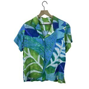 Jam's World Men's Medium Tropical Hawaiian Button Down Shirt in Blue Jay